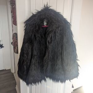 XL-XXL Punk Gothic Black Faux Fur Jacket